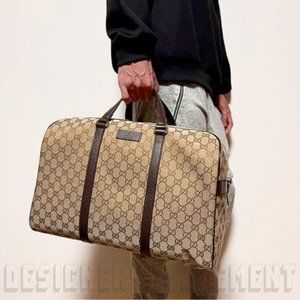 GUCCI brown Original GG Canvas & Leather BOSTON Carry-On Overnighter Duffel Bag